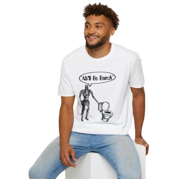 Robot Toilet Humor T-Shirt — "Ah'll Be Back" Vintage Sci‑Fi Tee - Image 2
