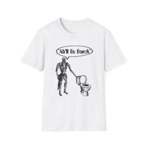 Robot Toilet Humor T-Shirt — "Ah'll Be Back" Vintage Sci‑Fi Tee